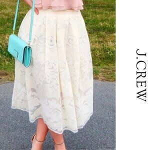 J. Crew Midi Cream Lace Skirt